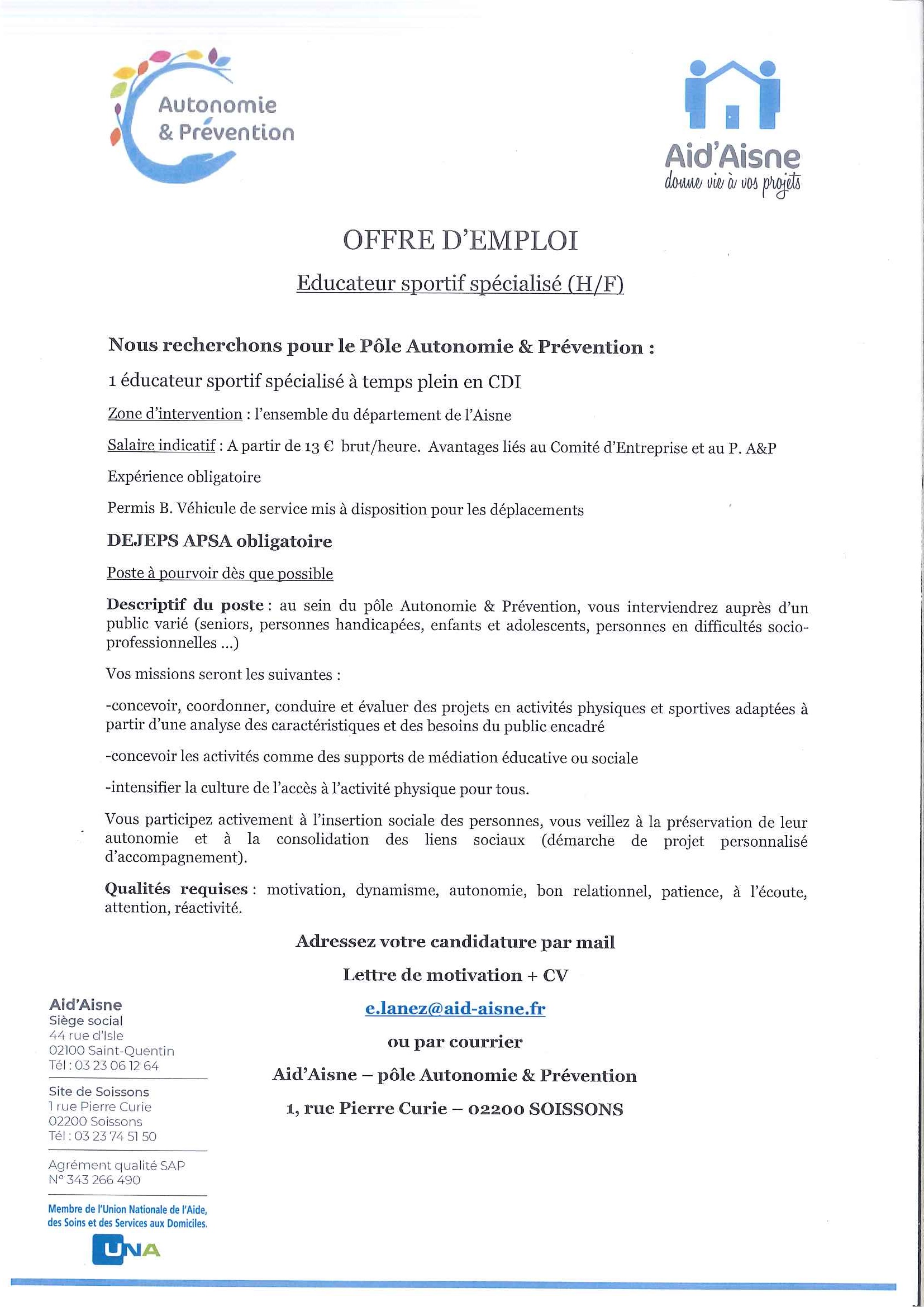 Fiche De Poste Auxiliaire De Vie Admr